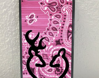 Pink Paisley Flowers Browning Deer Doe Heart iPhone,Samsung,LG, Motorola Phone Case, iPhone 4/5/5c/5s/6/6 plus, Samsung S3, S4, S5, S6