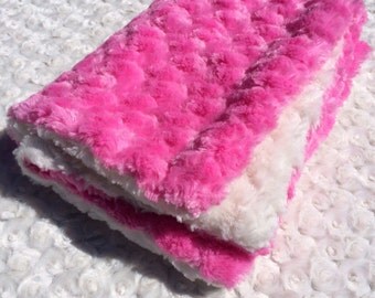 Pink and White Minky Lovey/Security Blanket