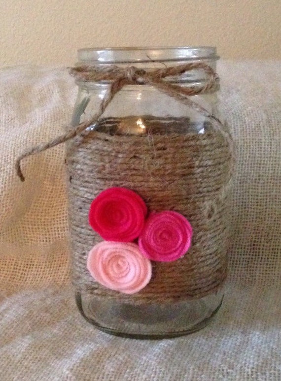 Items similar to Jute Mason Jars, Twine Wrapped Jars, Mason Jar Centerpieces, Wedding
