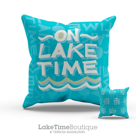 On Lake Time Decorative Outdoor Pillow Throw by SunnyandClear