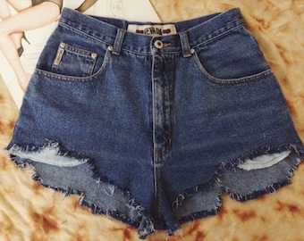 Items similar to sale clearance blue High Waisted Denim Cutoff Shorts ...