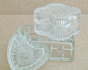 SALE: Vintage Glass Boxes -Set of Three - Perfect for Jewelry