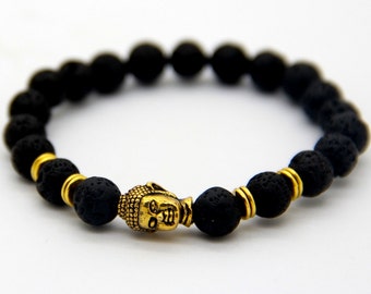 Natural Lava Stone Buddha Bracelet