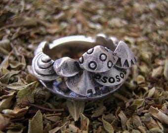 mushroom rabbit silver jewelry ring " fungus forest "