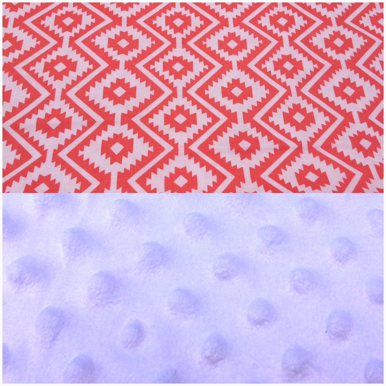 Coral minky blanket aztec minky blanket baby blanket by CJbabyCo