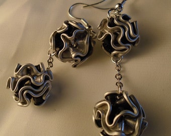 upcycled into modern earrings earrings, earrings nespresso pods, light aluminium