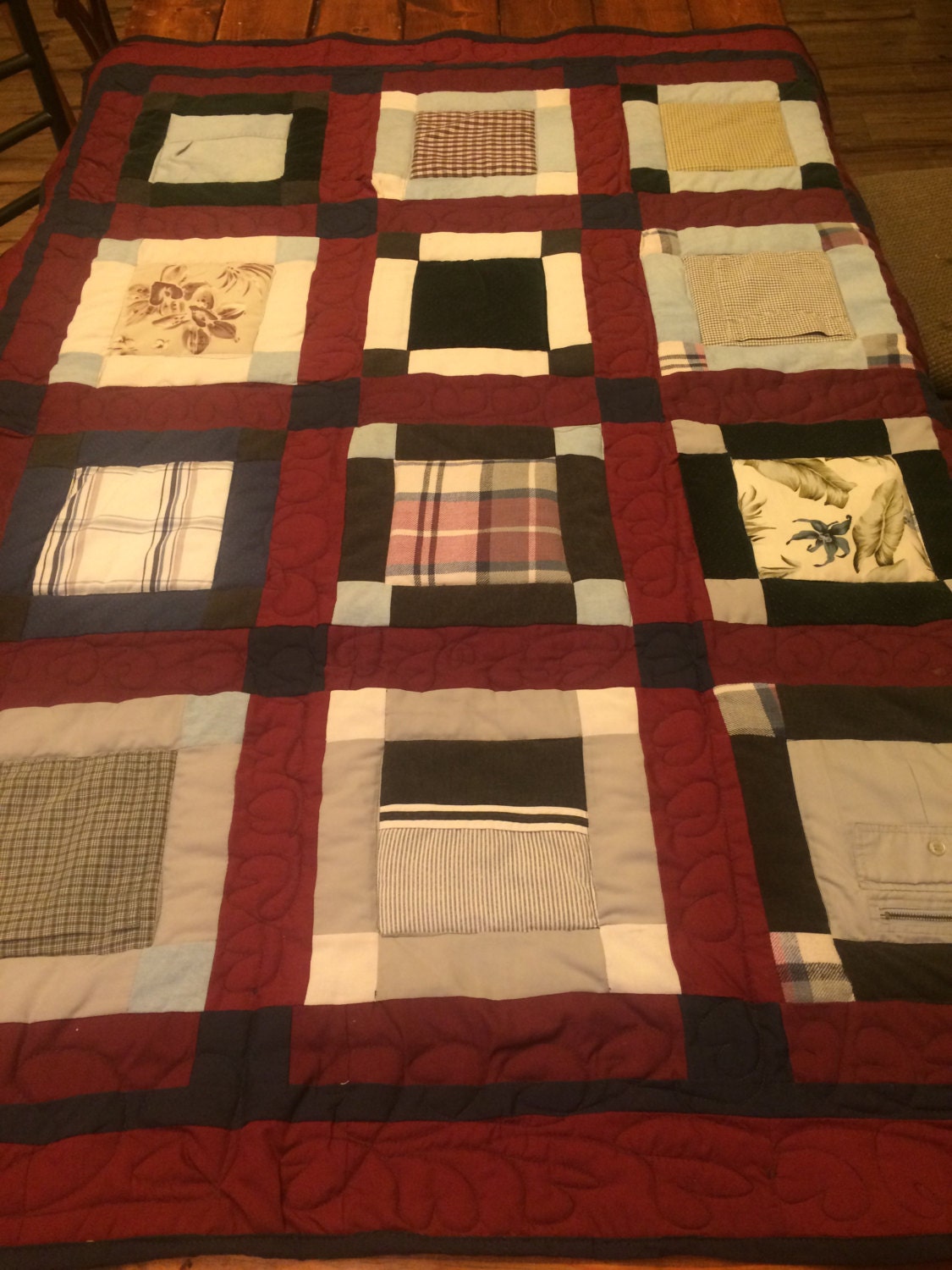 Memory lap quilt made from a loved ones clothing