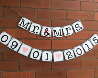 Wedding Banner. Mr. & Mrs. Banners. Chipboard Banner. Save The Date Sign. Rustic Wedding Decor. Shabby Chic Wedding. Photo Prop. Cardstock.