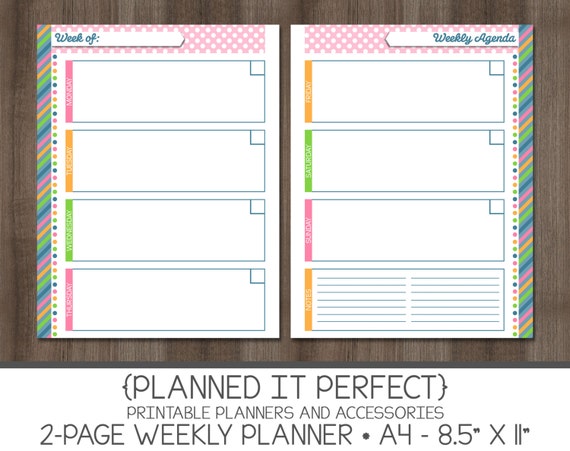 two page weekly planner printable npog by planneditperfect