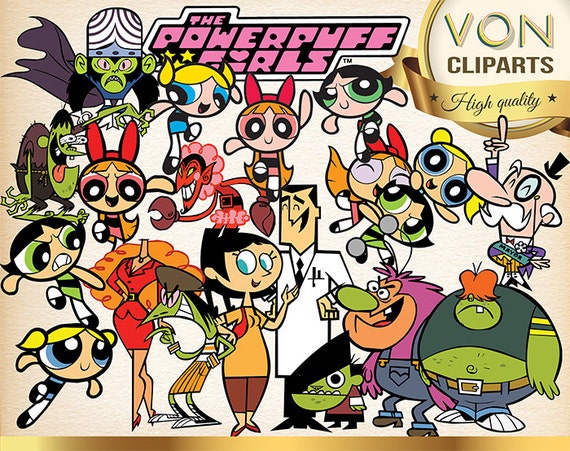 67 Powerpuff Girls Clipart PNG Digital Graphic by VonClipArts