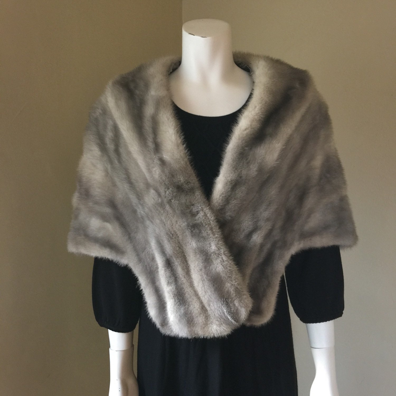 Vintage Mink Stole Vintage Fur 1950s Mink Stole Bridal Grey