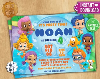 Bubble Guppies Invitation - EDITABLE TEXT - Customizable Bubble Guppies Birthday Party Invite - Instant Download