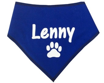 Spoilt Rotten Pets Pink Adjustable Dog Bandana, Personalised With A Name Of Your Choice In A Cute Paw Design 4 Sizes Available