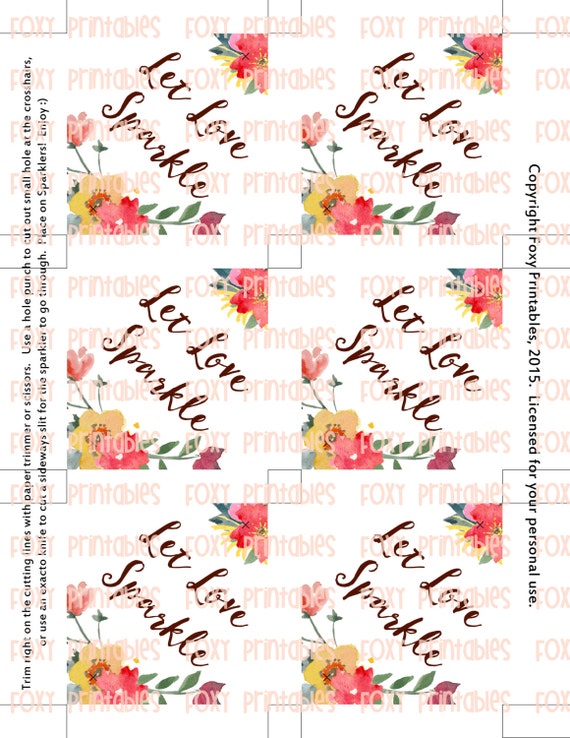 Printable Sparkler Tags Let Love Sparkle Digital