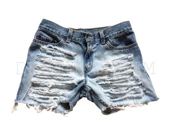 Items similar to Levis high waisted black shorts denim cutoffs shredded ...