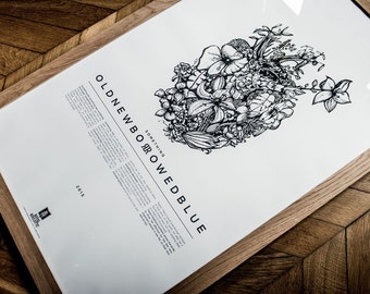 Old New Borrowed Blue / Edition Limitée / Illustration exclusive / Sérigraphie / Print / Love / Poster Mariage / Porte Bonheur