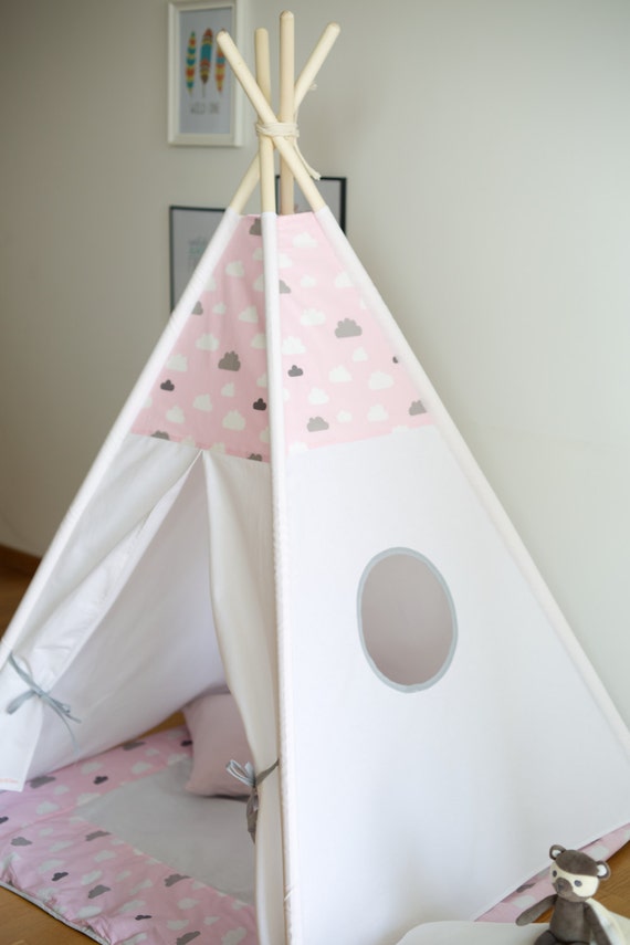 Dreamy pink cloud kids teepee play tent by WigiWama on Etsy