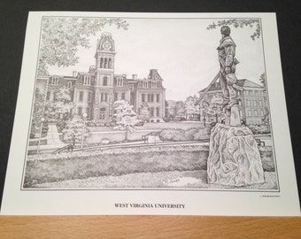 West Virginia University 8x10 print of Woodburn Hall
