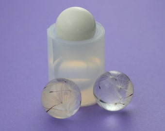 A transparent silicone mold for jewellery , a sphere of 17 mm diameter (1 piece)