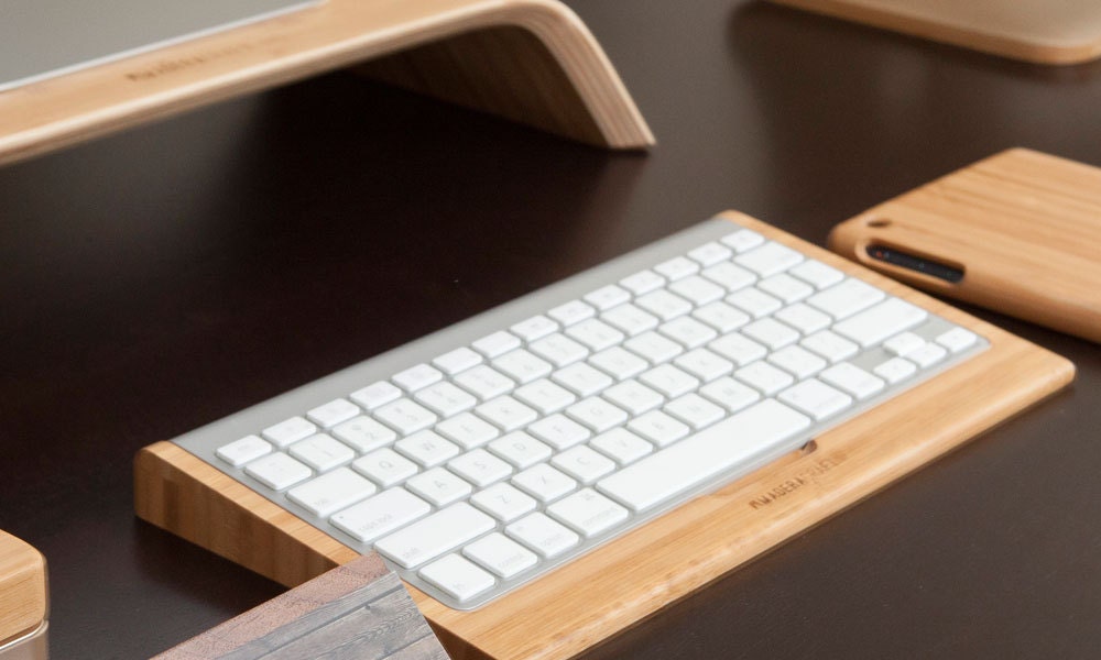 Bamboo Bluetooth Apple Wireless Keyboard holder Desk