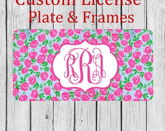 Monogram License Plate - Personalized License Plate -Lily Pulitzer Front License Plate Frame - Monogram - Personalized License Plate Frame