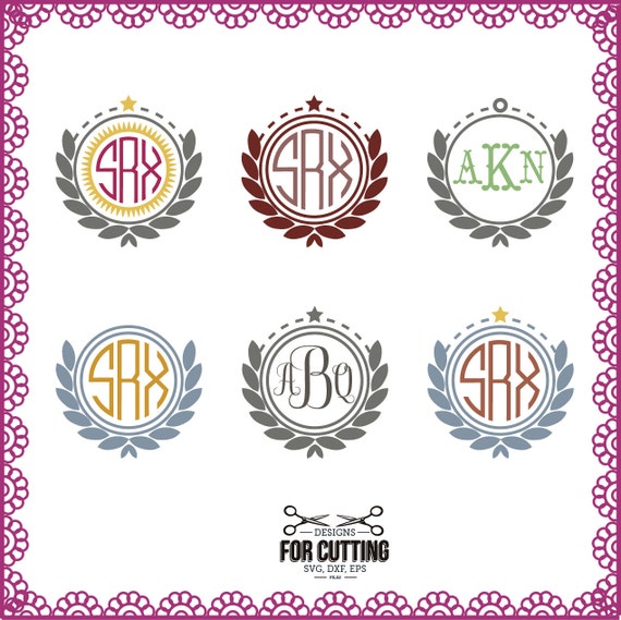 Download Laurel Circle pack Monogram frames cut Files SVG DXF EPS.