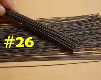100 Wire Stems--Gauge#26-- (Length 12" X 0.65 mm) Floral Wire Flower Stem Artificial, Artificial Stems, Floral Stem, Brown Wire Stems.