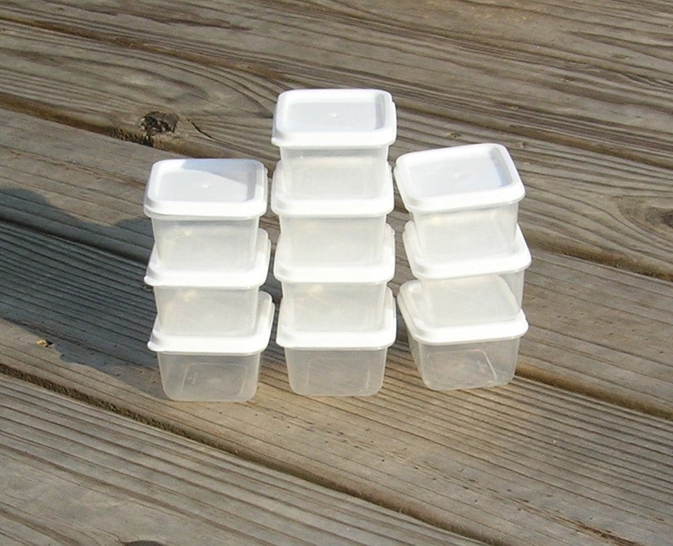 10 Square Plastic Containers w/ Lids by SukisStash on Etsy