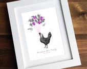 Personalised / Customised Hen Party Print - Printable Vintage Hen Thumbprint Guest Book