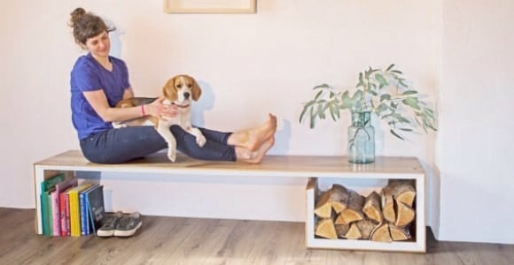 Solid wood benches, Wood storage, Scandinavian benches