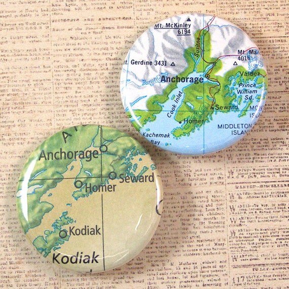 Alaska Map Pinback Buttons