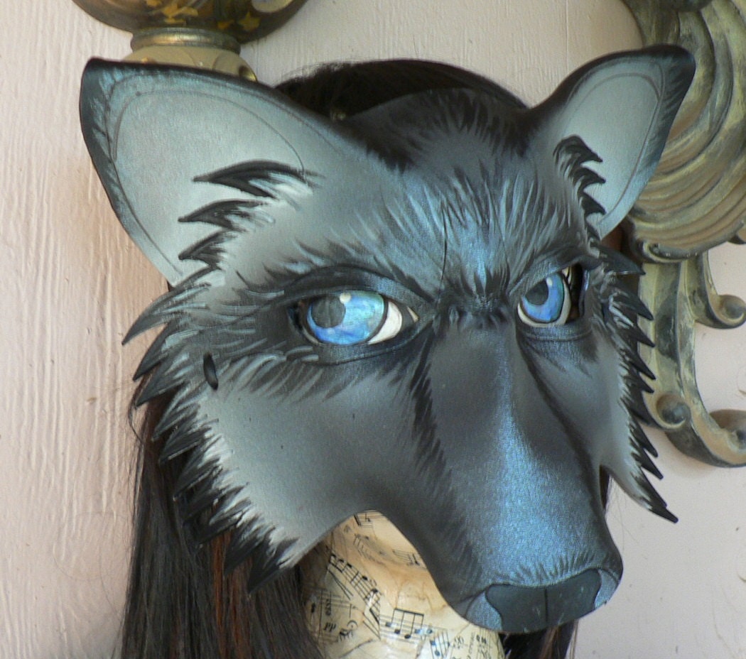 Dark Grey Wolf Mask leather mask by faerywhere by faerywhere