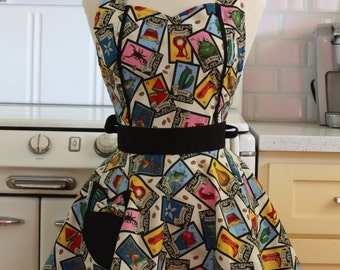 Apron Retro Style Sweetheart Neckline Loteria Full Apron MAGGIE
