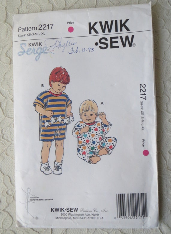 Kwik Sew 2217 Sewing Pattern Baby & Toddler Jumpsuits for