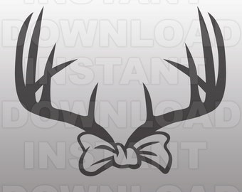 Deer Antler Bow SVG File Cutting Template-Silhouette Clip Art for Commercial and Personal Use-Cricut,SCAL,Cameo,Sizzix,Pazzles,Vinyl Decal