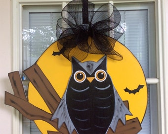 Halloween door decor, front door decor, owl door hanger, fall door decor, IN STOCK