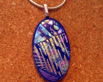 Blue Dichroic Pendant - Fused Glass Pendant - Dichroic Jewelry - Fused Glass Jewelry