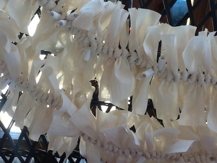 PRiMiTiVe Lighted Rag Swag Garland MUSLIN 9 feet by Nancianne514