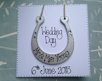 Personalised Wooden Horseshoe Keepsake Card - Wedding