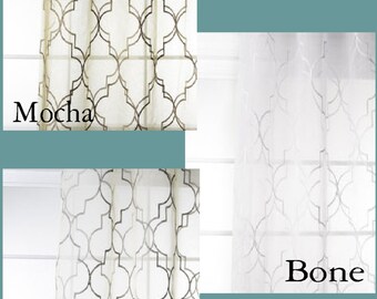 Custom Modern Fretwork Sheer Drapes