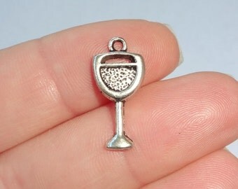 50 BULK Wine Glass Charms 20X10mm ITEM:T8
