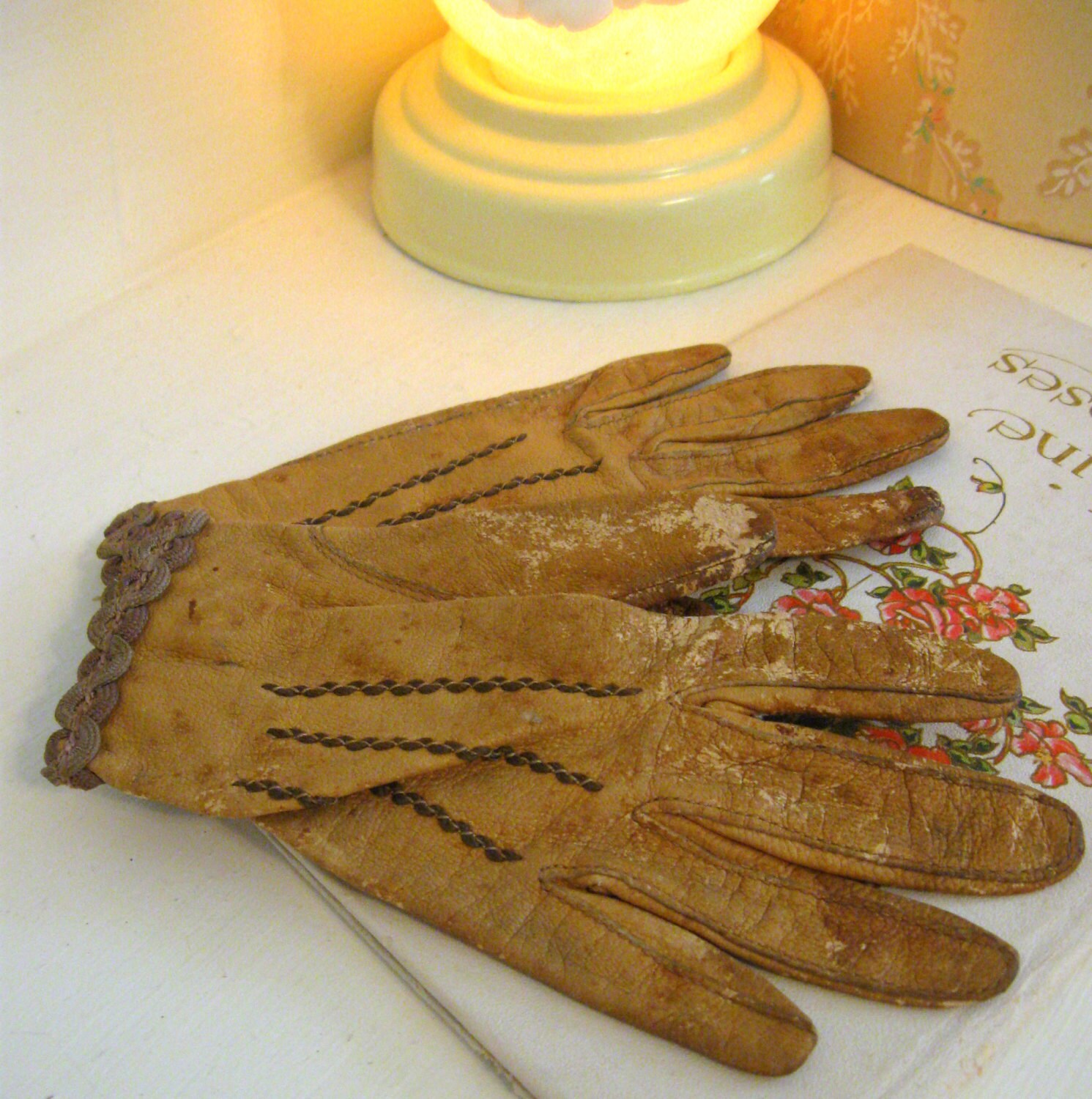 Child's Children's Leather Gloves Brown Tan Tiny Cute