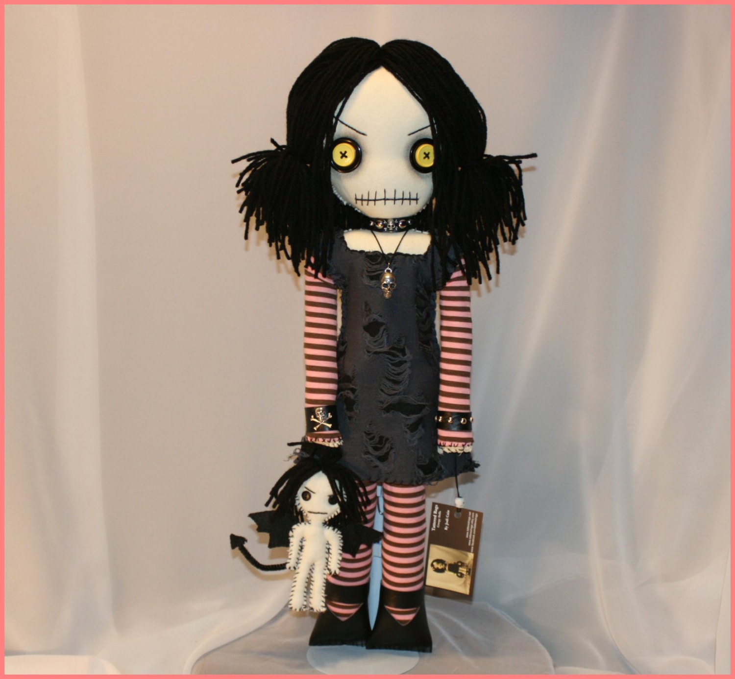OOAK Hand Stitched Rag Doll With winged Dolly Creepy Gothic
