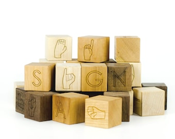 ASL Alphabet Blocks Toy - American Sign Language Blocks - ASL Blocks - Stacking Toys - Building Blocks - Early Learning Blocks -BL10