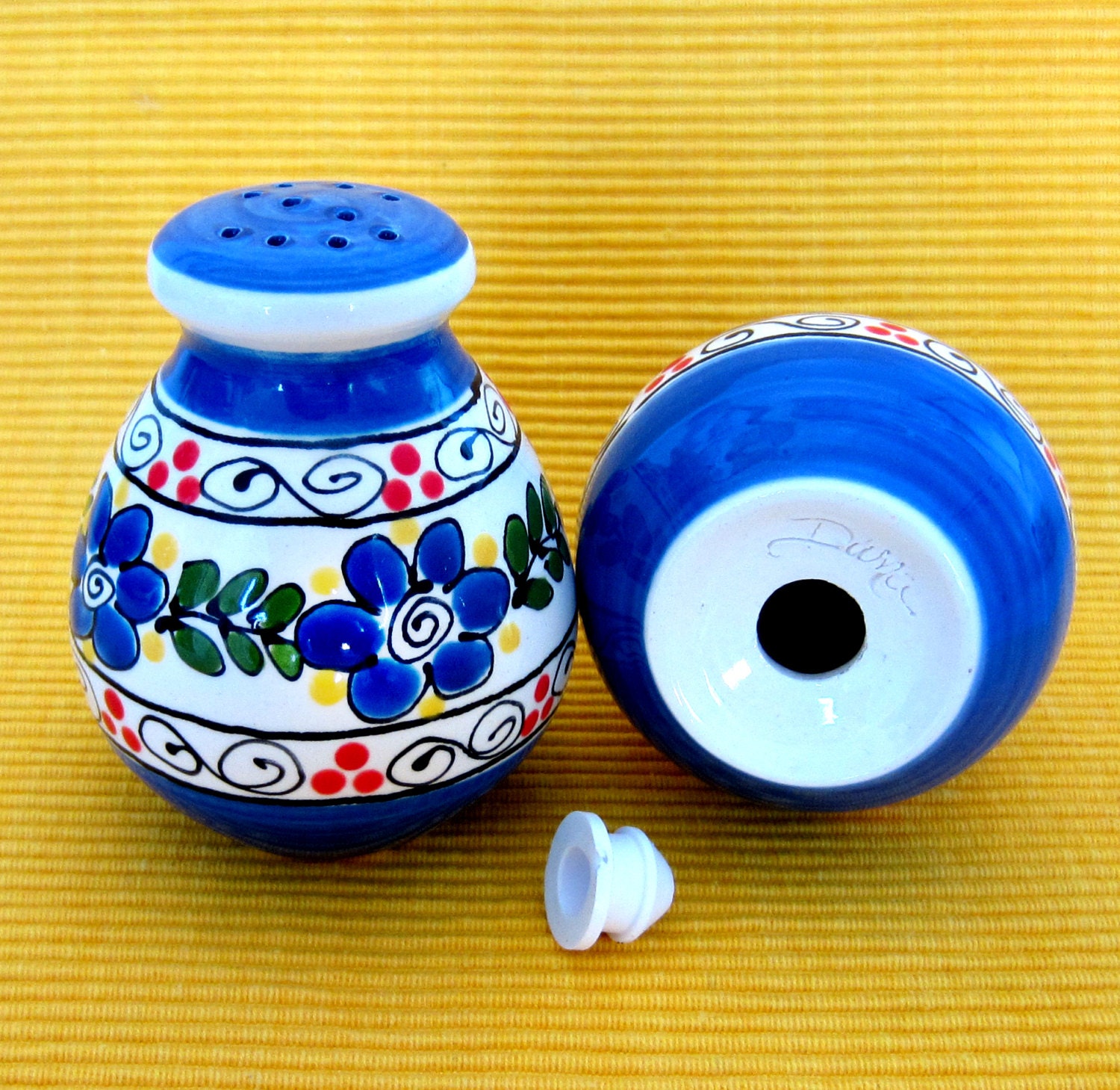 Bright Blue Salt & Pepper Shakers by LaPerlaPottery on Etsy