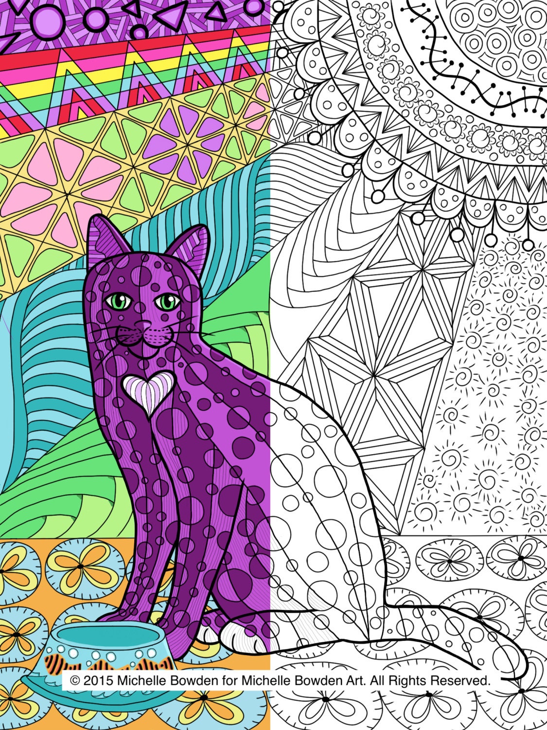  Coloring  Page  Printable Tuxedo  Cat  Zendoodle
