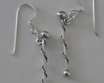 Earrings - Sterling 3D BATON - Marching Band, Cheerleader