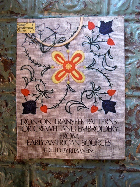 Vintage Dover Iron on Transfer Patterns Book Crewel and