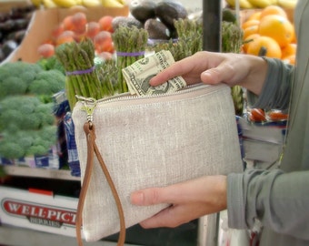 Clutch Bag, Simple Linen Wristlet
