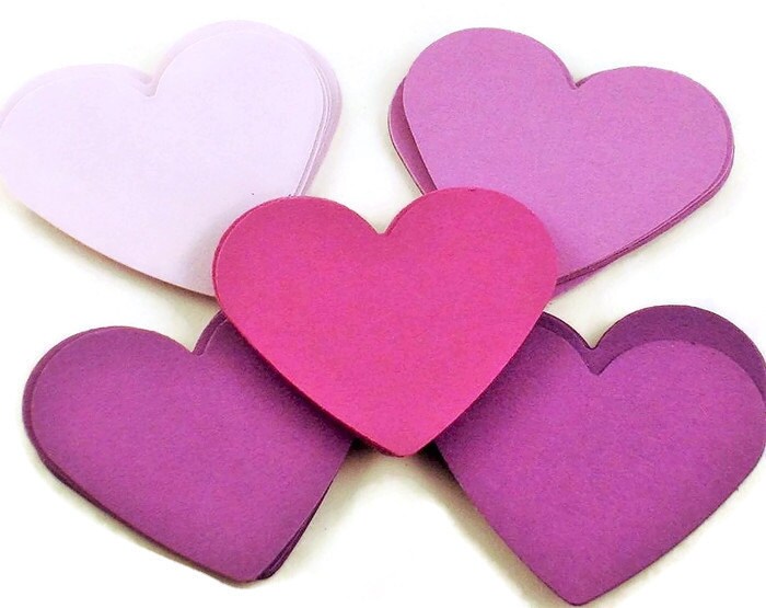 Paper Die Cut Hearts 2 inch in Purple Passion Set of 50